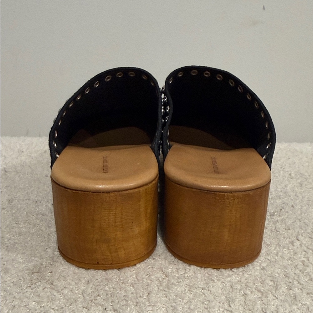 By Anthropologie Women’s Studded Wood-Bottom Clogs Size 7/37 - Picture 4 of 9
